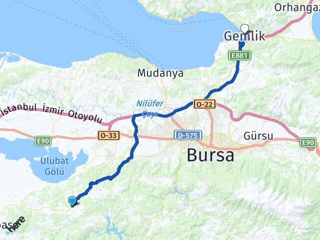 Doğanalan Gemlik İDO Feribot İskelesi Arası Kaç Km - Yol Tarifi