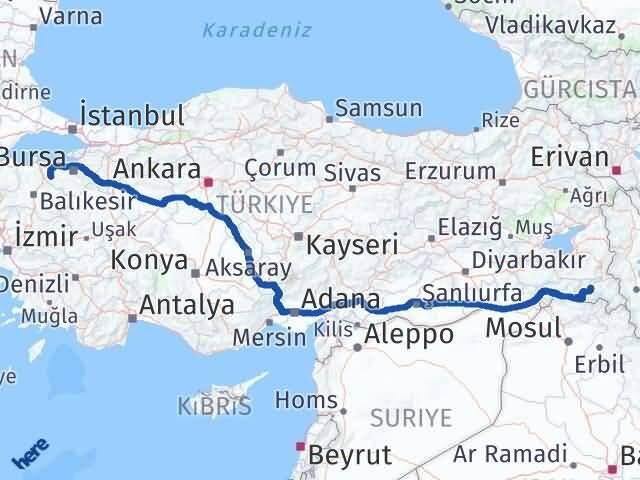 Bursa Mustafakemalpaşa Hakkari Arası Kaç Km - Yol Haritası