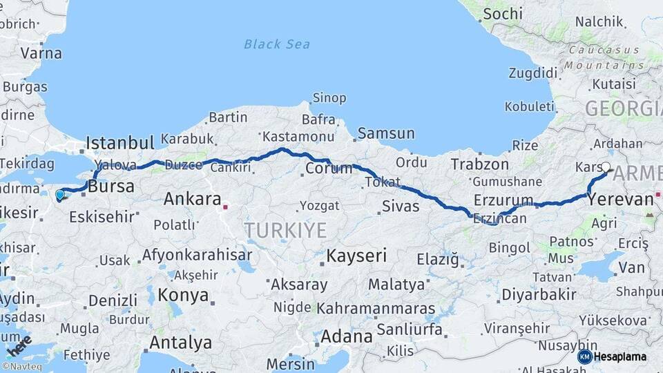 Bursa Mustafakemalpaşa Kars Arası Kaç Km - Yol Haritası