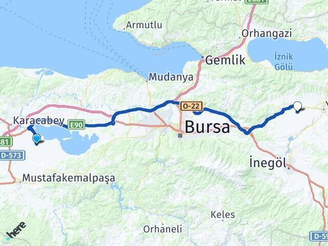 Kumkadı Yenişehir Havalimanı Arası Kaç Km - Yol Tarifi