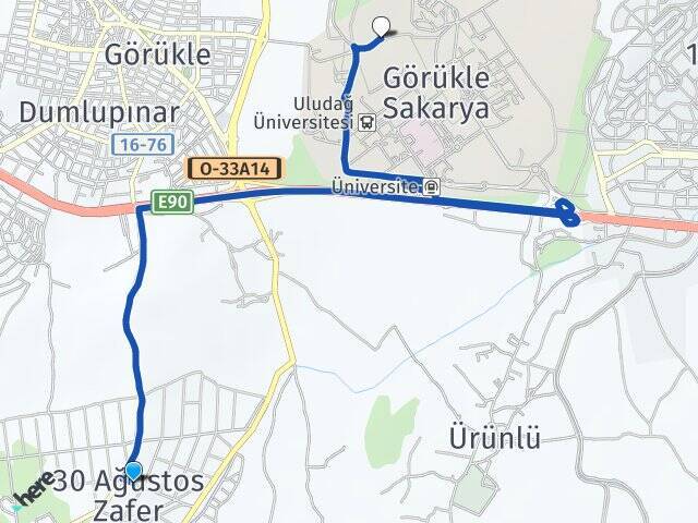 30 Ağustos Zafer Bursa Uludağ Üniversitesi Arası Kaç Km - Yol Tarifi