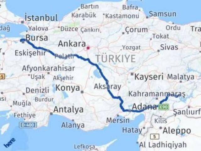 Bursa Nilüfer Adıyaman Arası Kaç Km - Yol Haritası