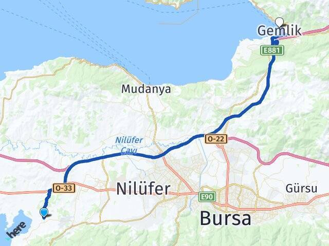 Akçalar Gemlik İDO Feribot İskelesi Arası Kaç Km - Yol Tarifi