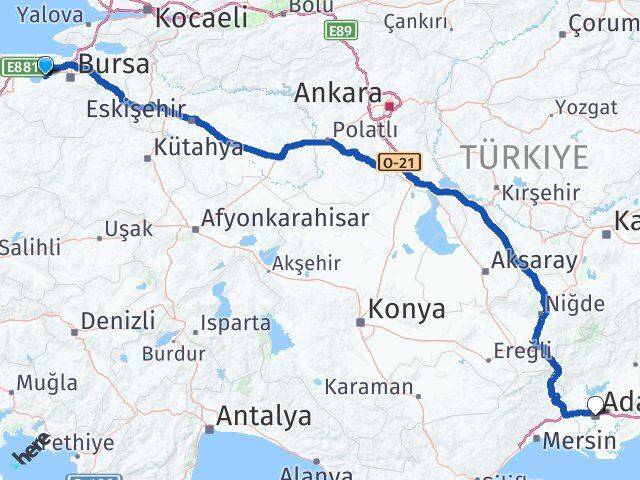Akçalar Seyhan Arası Kaç Km - Yol Tarifi