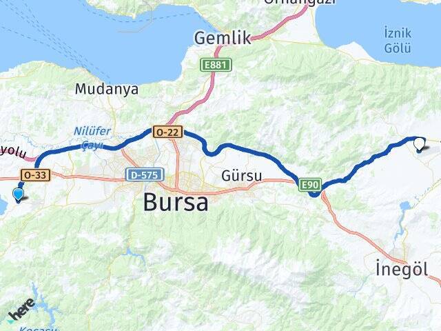 Akçalar Yenişehir Havalimanı Arası Kaç Km - Yol Tarifi