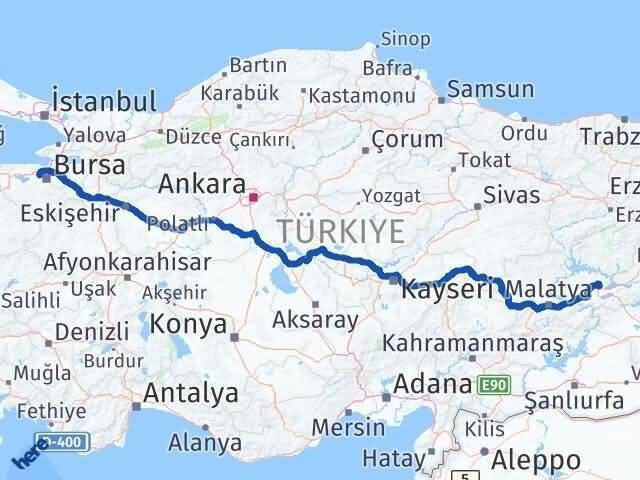 Bursa Nilüfer Elazığ Arası Kaç Km - Yol Haritası