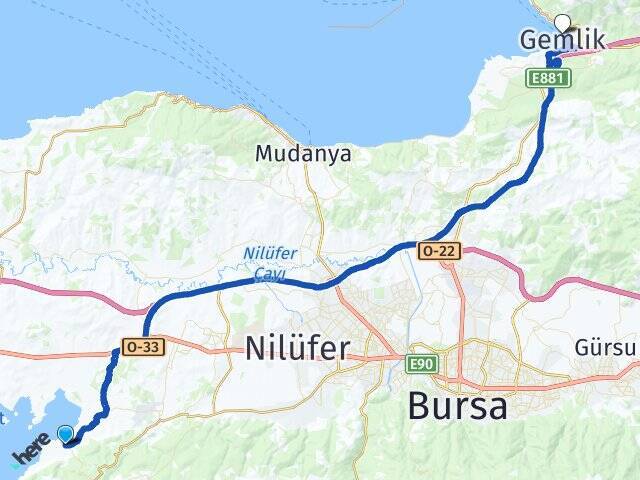 Fadıllı Gemlik İDO Feribot İskelesi Arası Kaç Km - Yol Tarifi