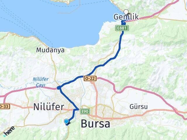 Gümüştepe Gemlik İDO Feribot İskelesi Arası Kaç Km - Yol Tarifi