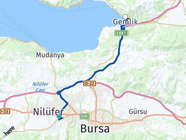 Üçevler Gemlik İDO Feribot İskelesi Arası Kaç Km - Yol Tarifi