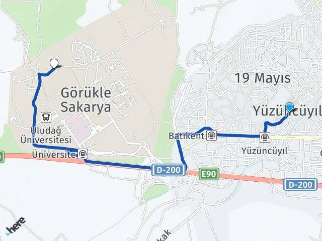Yüzüncüyıl Bursa Uludağ Üniversitesi Arası Kaç Km - Yol Tarifi
