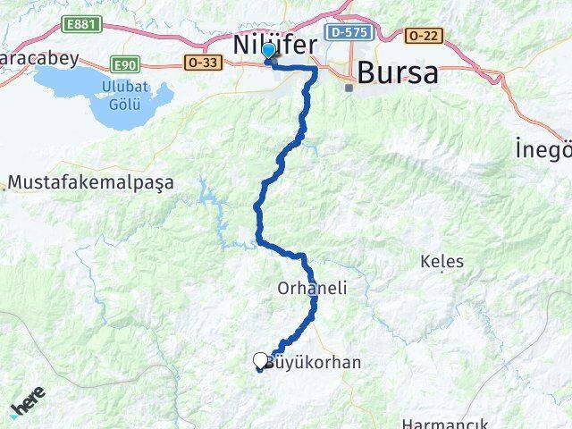 Yüzüncüyıl Büyükorhan Arası Kaç Km - Yol Tarifi