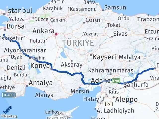 Bursa Orhaneli Diyarbakır Arası Kaç Km - Yol Haritası