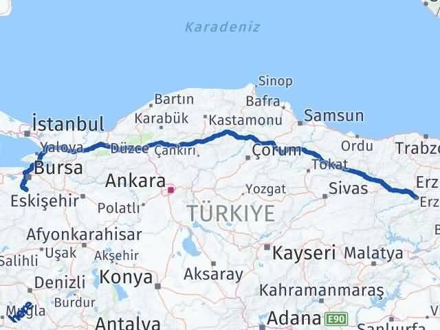 Bursa Orhaneli Erzincan Arası Kaç Km - Yol Haritası