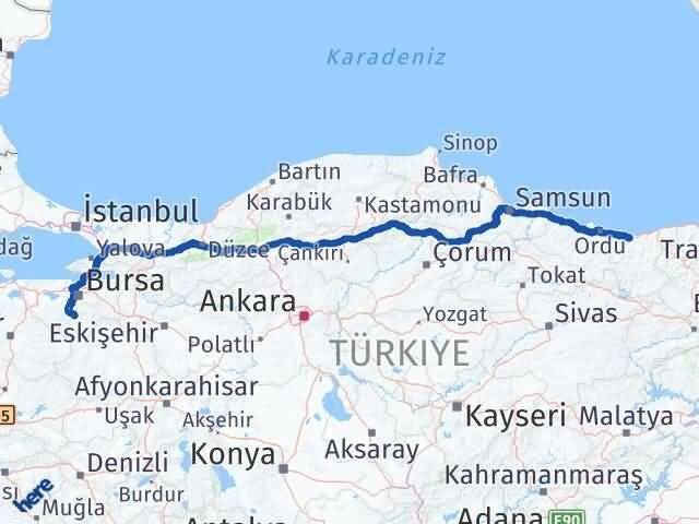 Bursa Orhaneli Giresun Arası Kaç Km - Yol Haritası