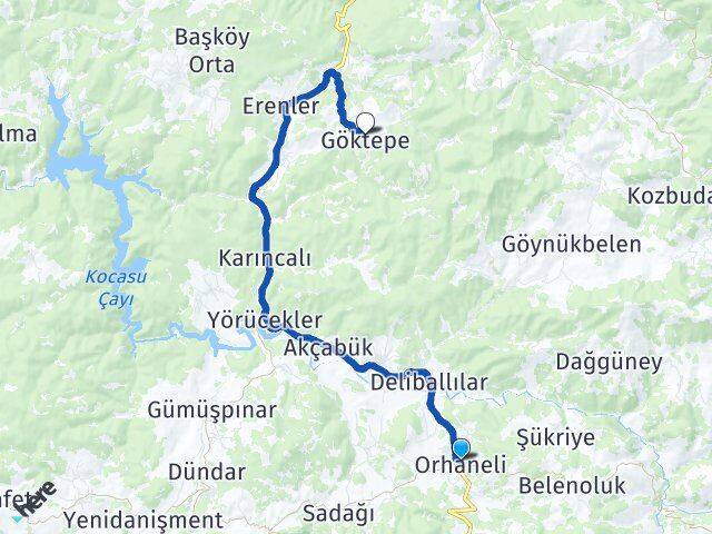 Bursa Orhaneli Göktepe Orhaneli Arası Kaç Km - Yol Haritası