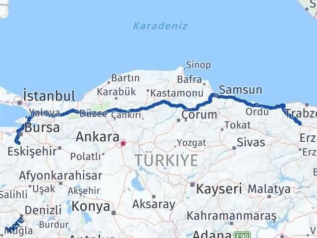 Bursa Orhaneli Gümüşhane Arası Kaç Km - Yol Haritası