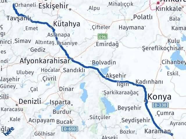 Bursa Orhaneli Karaman Arası Kaç Km - Yol Haritası