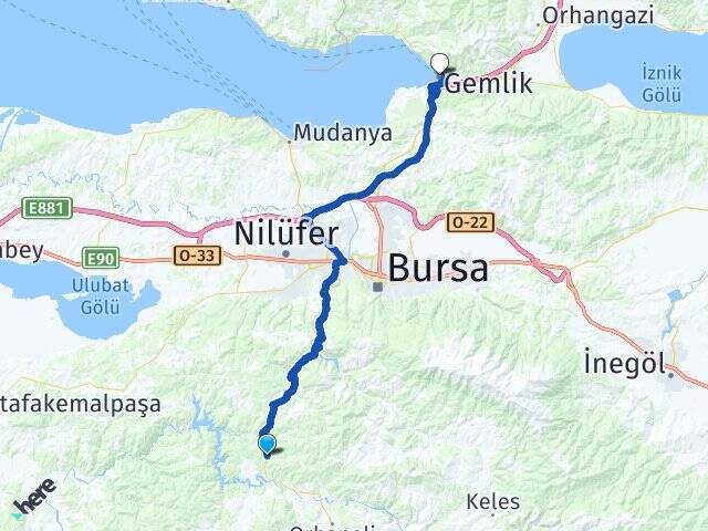 Karıncalı Gemlik İDO Feribot İskelesi Arası Kaç Km - Yol Tarifi