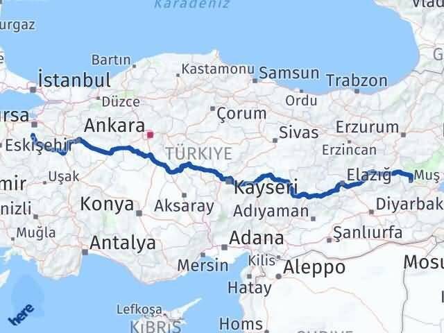 Bursa Orhaneli Muş Arası Kaç Km - Yol Haritası