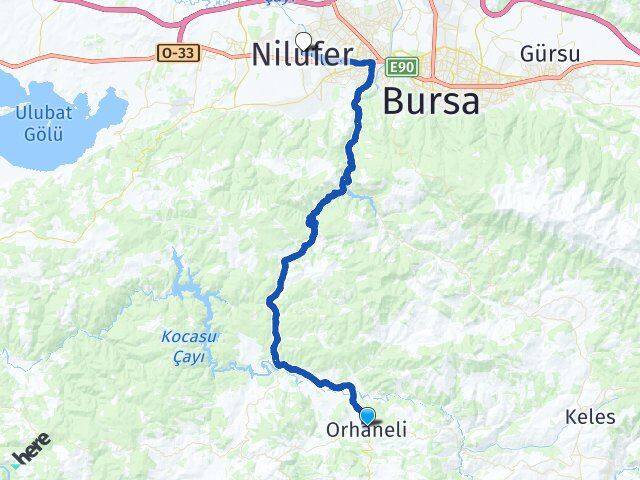 Bursa Orhaneli Nilüfer Arası Kaç Km - Yol Haritası