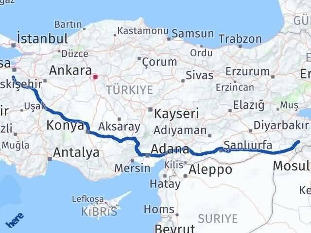 Bursa Orhaneli Şırnak Arası Kaç Km - Yol Haritası