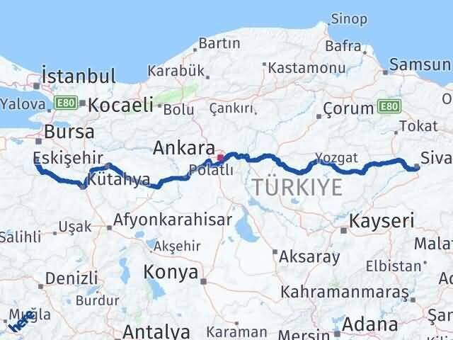 Bursa Orhaneli Sivas Arası Kaç Km - Yol Haritası