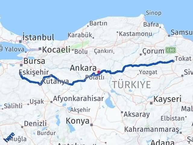 Bursa Orhaneli Tokat Arası Kaç Km - Yol Haritası
