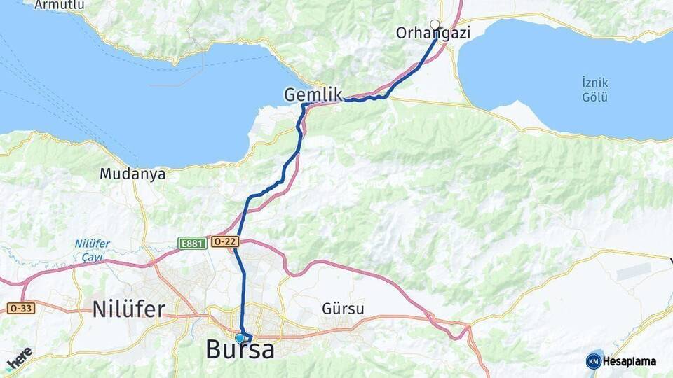 Bursa Orhangazi Arası Kaç Km - Yol Haritası