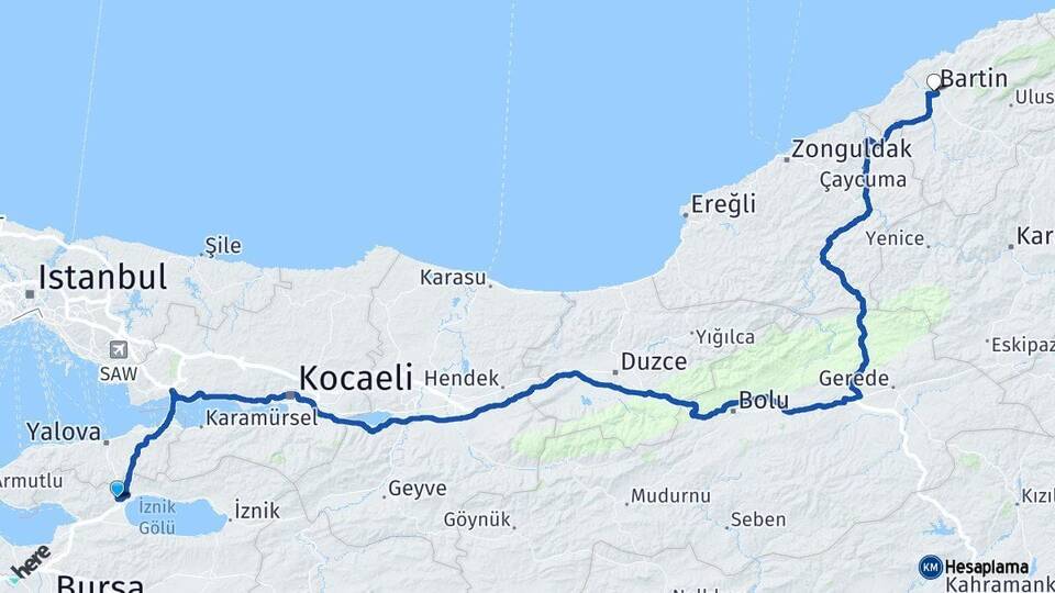 Bursa Orhangazi Bartın Arası Kaç Km - Yol Haritası