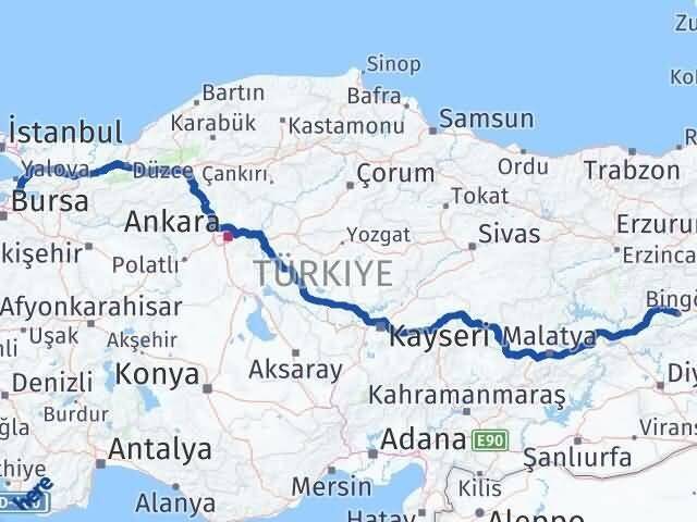 Bursa Orhangazi Bingöl Arası Kaç Km - Yol Haritası