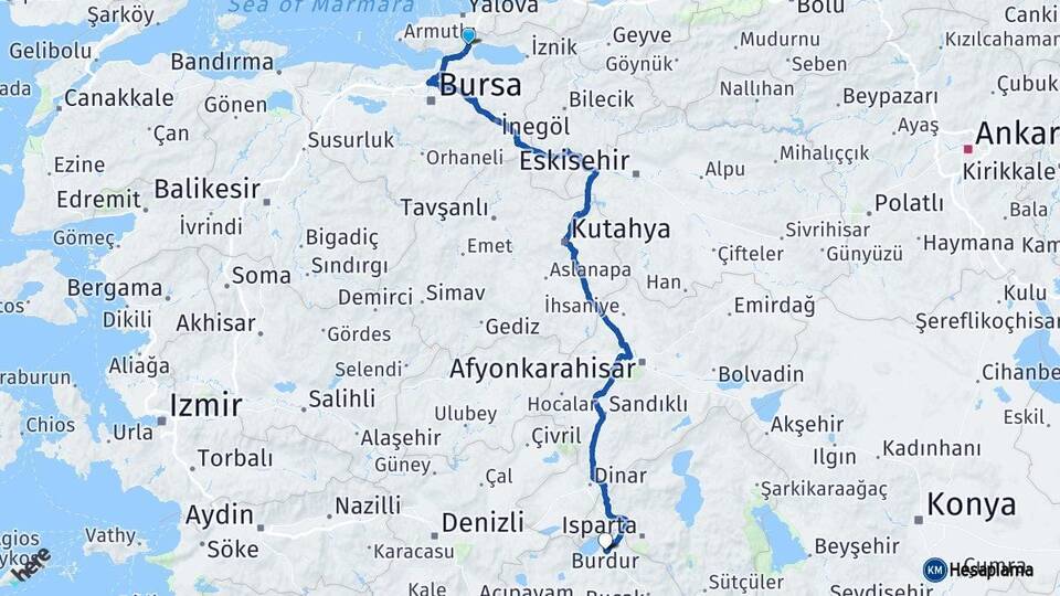 Bursa Orhangazi Burdur Arası Kaç Km - Yol Haritası