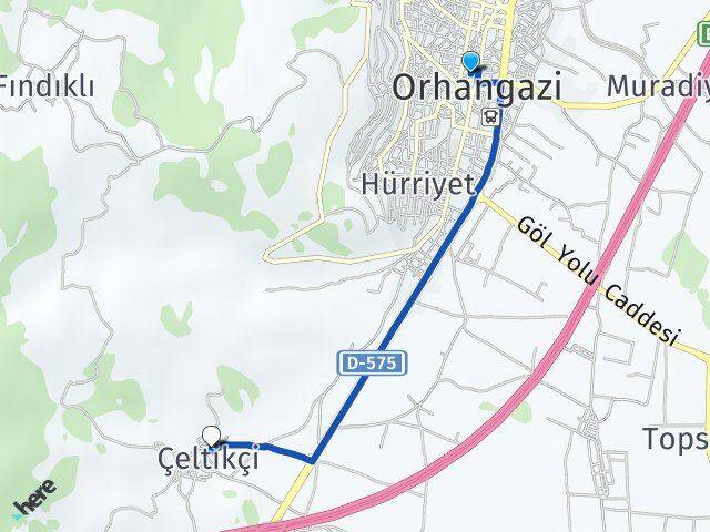 Bursa Orhangazi Çeltikçi Orhangazi Arası Kaç Km - Yol Haritası