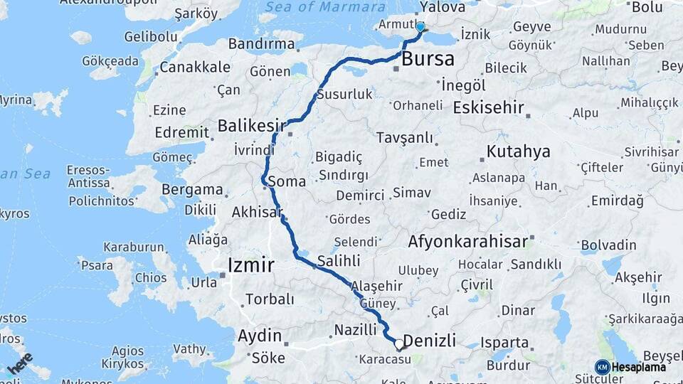 Bursa Orhangazi Denizli Arası Kaç Km - Yol Haritası