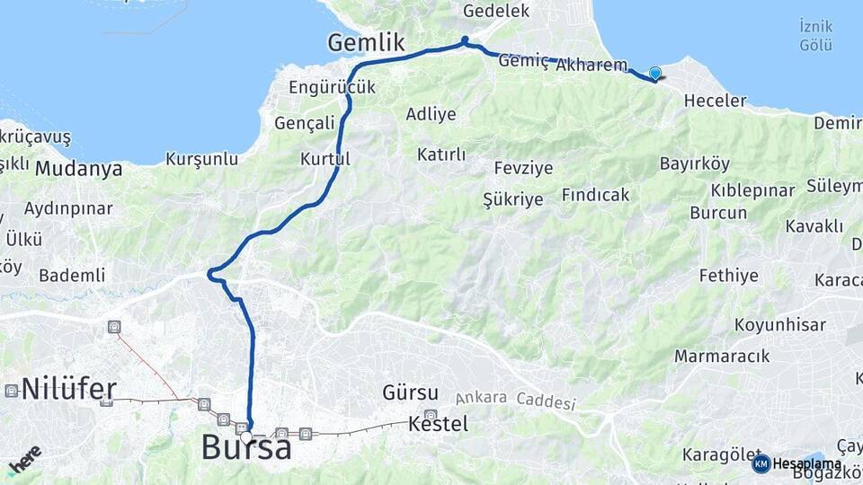 Dutluca Bursa Arası Kaç Km - Yol Tarifi