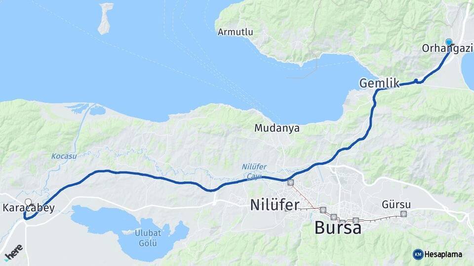 Bursa Orhangazi Karacabey Arası Kaç Km - Yol Haritası