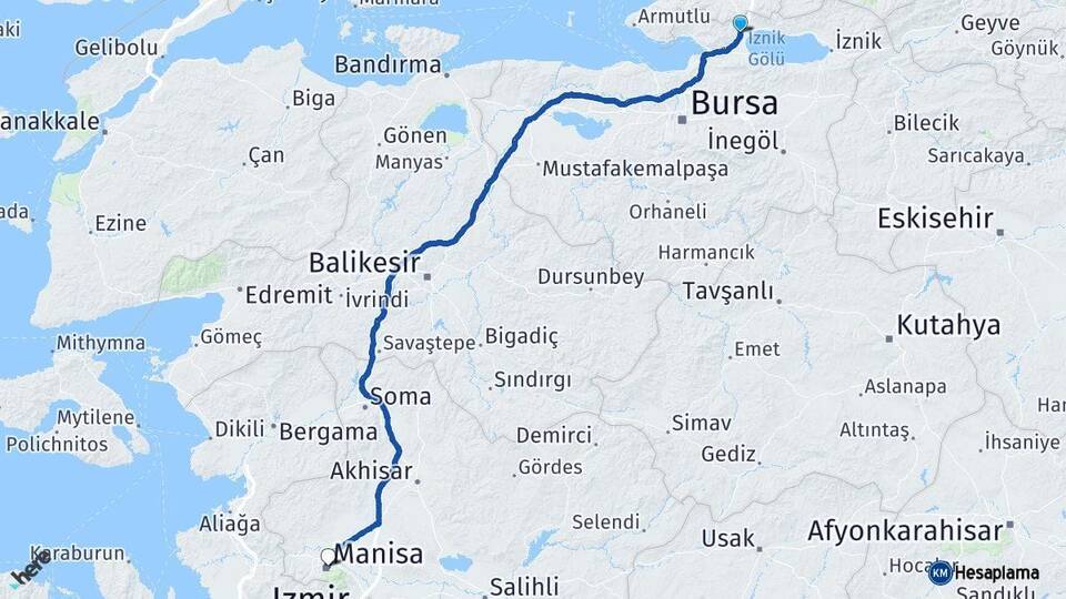 Bursa Orhangazi Manisa Arası Kaç Km - Yol Haritası