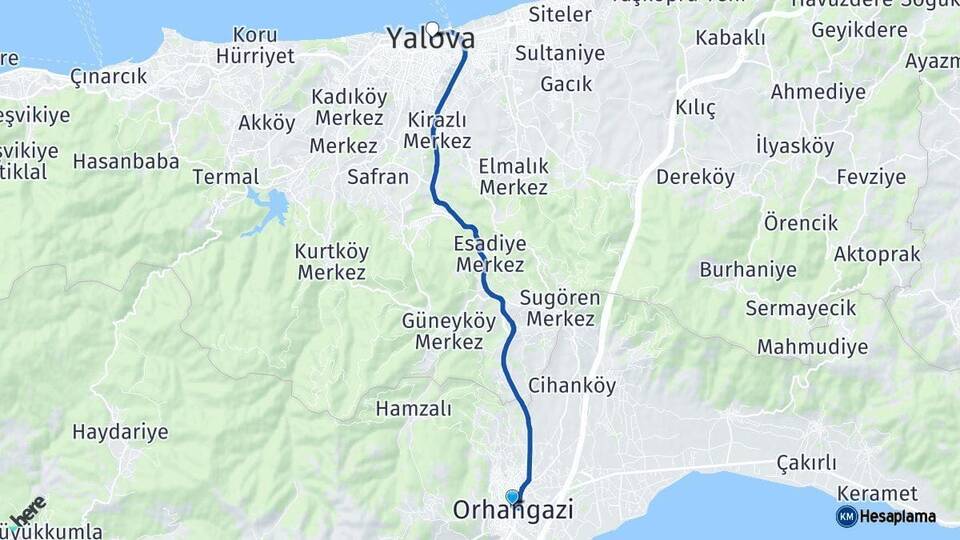 Bursa Orhangazi Yalova Arası Kaç Km - Yol Haritası