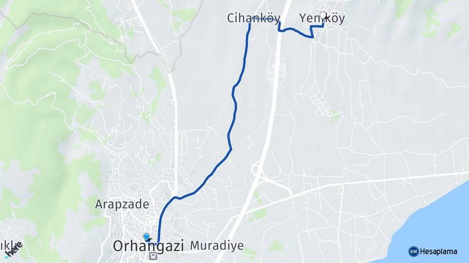 Bursa Orhangazi Yeniköy Orhangazi Arası Kaç Km - Yol Haritası