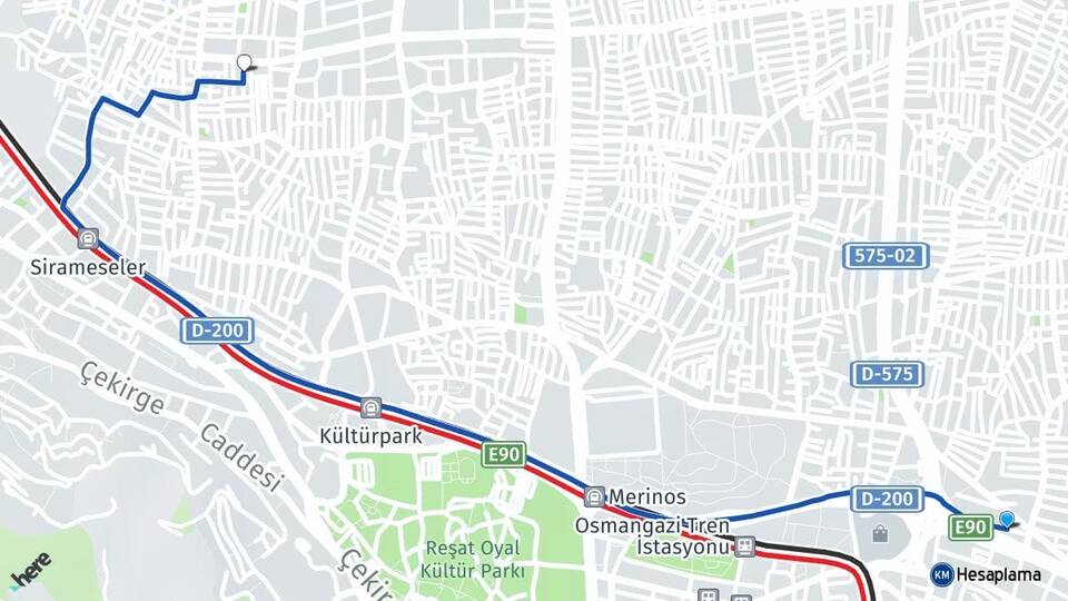 Bursa Osmangazi Alemdar Osmangazi Arası Kaç Km - Yol Haritası