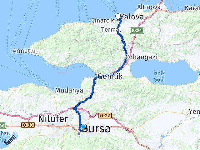 Atıcılar Yalova Arası Kaç Km - Yol Tarifi