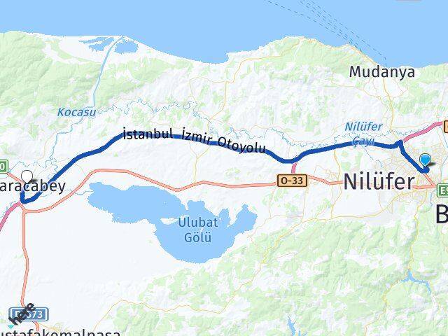 Bursa Osmangazi Bağlarbaşı Karacabey Arası Kaç Km - Yol Haritası