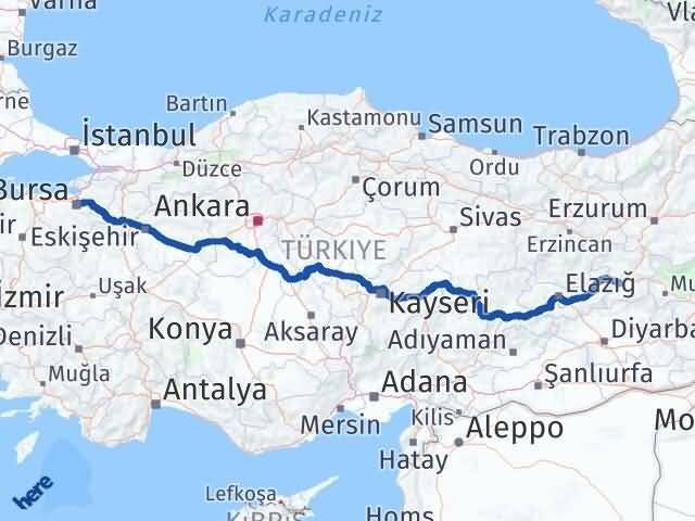 Bursa Osmangazi Bingöl Arası Kaç Km - Yol Haritası
