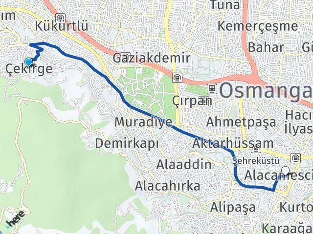 Çekirge Alacamescit Arası Kaç Km - Yol Tarifi