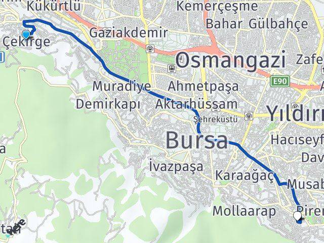 Çekirge Teferrüç Arası Kaç Km - Yol Tarifi