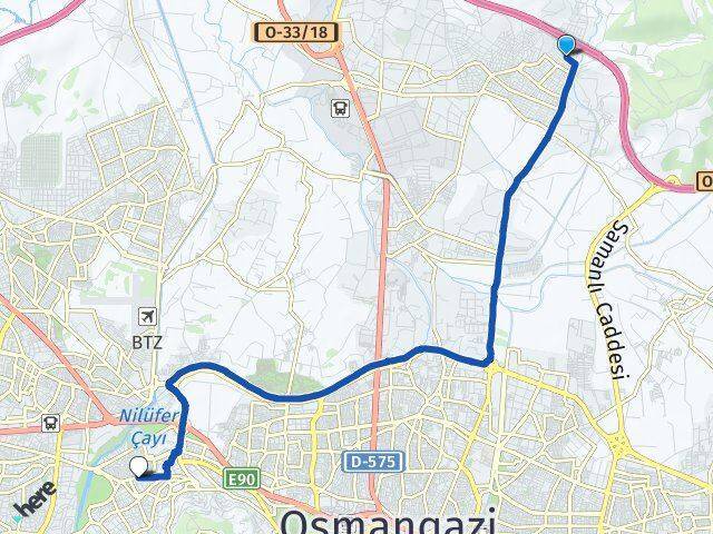 Demirtaş Barbaros Hüdavendigar Arası Kaç Km - Yol Tarifi
