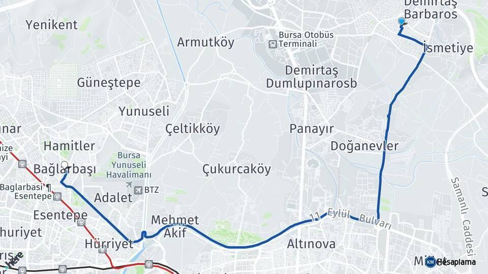 Demirtaş Cumhuriyet Bağlarbaşı Arası Kaç Km - Yol Tarifi