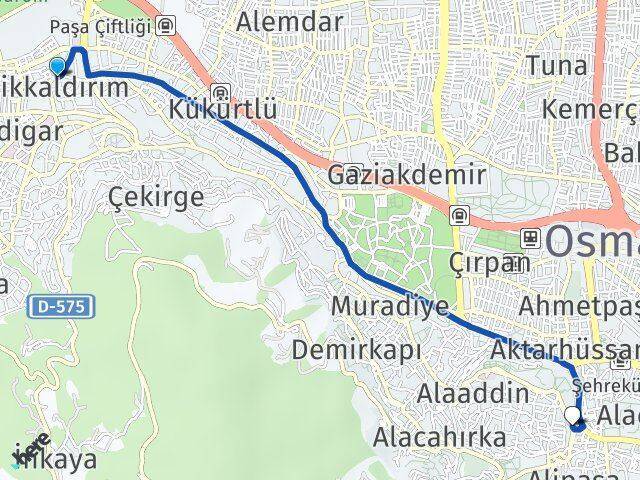 Dikkaldırım Bursa Arası Kaç Km - Yol Tarifi