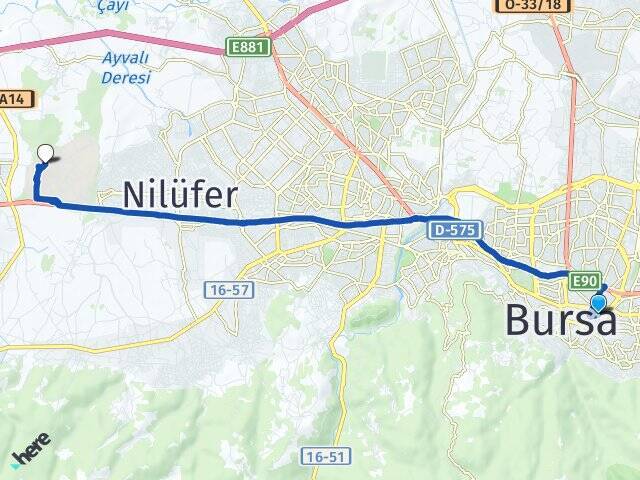 Ebu İshak Bursa Uludağ Üniversitesi Arası Kaç Km - Yol Tarifi