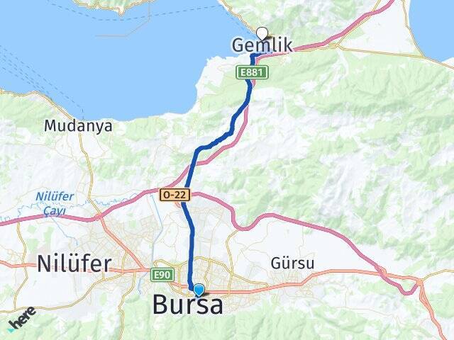 Ebu İshak Gemlik İDO Feribot İskelesi Arası Kaç Km - Yol Tarifi