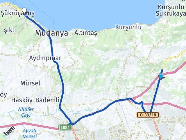 Ovaakça Eğitim Budo Bursa Deniz Otobüsleri Arası Kaç Km - Yol Tarifi